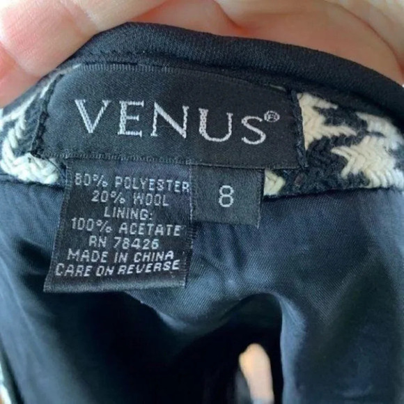 Venus blazer 8 houndstooth 20% wool zip pockets - Picture 3 of 8